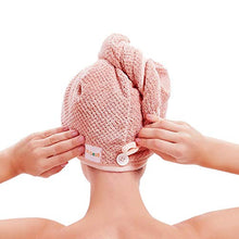 Load image into Gallery viewer, M-bestl 2 Pack Hair Drying Towels, Hair Wrap Towels, Super Absorbent Microfiber Hair Towel Turban with Button Design to Dry Hair Quickly(Coffee& Pink)