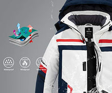 Load image into Gallery viewer, Wantdo Men's Ski Jacket Windproof Winter Snow Coat Thick Windbreaker Camping Hoodie White Lage