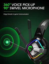 Load image into Gallery viewer, ZIUMIER Z66 Gaming Headset for PS4, PS5, Xbox One, PC, Wired Over Ear Headphone with Noise Isolation Microphone, LED RGB Light,Surround Sound for Laptop Computer, Green