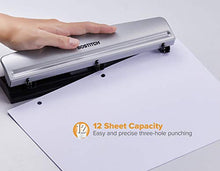 Load image into Gallery viewer, Bostitch Office 3 Hole Punch, 12 Sheet Capacity, All-Metal, Silver