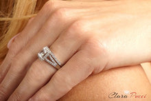 Load image into Gallery viewer, 1.60ct Emerald Cut Pave Halo Bridal Engagement Wedding Ring band set 14k White Gold, 8