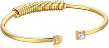 Load image into Gallery viewer, 1928 Jewelry 14K Gold-Dipped Initial "D" and Clear Crystal Accent C-Cuff Bracelet
