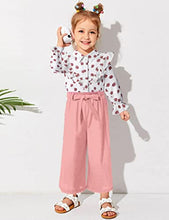 Load image into Gallery viewer, KANGKANG Toddler Girl Fall Outfits White Long Sleeve Ruffles Shirt Toddler Girl Clothes 2t Pink Straight Pants 2pcs Sets