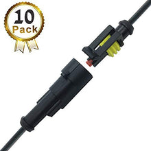 Load image into Gallery viewer, YETOR Way Car Waterproof Electrical Connector,1 pin Plug Auto Electrical Wire Connectors with Wire 16 AWG Marine for Car, Truck, Boat, and Other Wire Connections.(10 Pack)