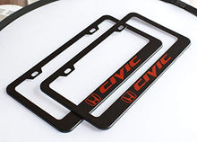 Load image into Gallery viewer, 2 Pack Car License Plate Frame for Honda Civic, Stainless Steel Auto Plate Frames Frames to Protect Plates,with Screw Caps Cover Set Suit,Applicable to US Standard car License Frame
