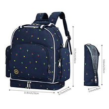 Load image into Gallery viewer, QIMIAOBABY Diaper Bag Smart Organizer Waterproof Travel Diaper Backpack Handbag with Changing Pad (Blue Flowers)