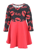 Load image into Gallery viewer, Unique Baby Girls Valentines Day Kisses Lips Tutu Dress (6Y, Red)