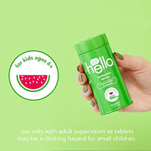 Load image into Gallery viewer, hello Kids Watermelon Eco-Friendly, Travel Toothpaste Tablets, Natural Watermelon Flavor, Fluoride Free, Plastic-Free, Reusable Metal Containers, Vegan, SLS & Gluten Free, 120 Tablets, 2 Pack