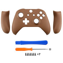 Load image into Gallery viewer, eXtremeRate Brown Luxury PU Leather Top Shell Front Housing Faceplate Replacement Parts with Side Rails Panel for Xbox One X & One S Controller (Model 1708)
