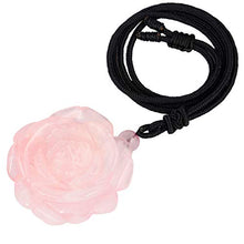 Load image into Gallery viewer, rockcloud Hand Carved Rose Quartz Rose Flower Crystal Stone Pendant Necklace for Women