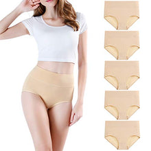 Load image into Gallery viewer, wirarpa Women's Cotton Underwear High Waist Briefs Full Coverage Panties Ladies Comfortable Underpants 5 Pack Beige Small