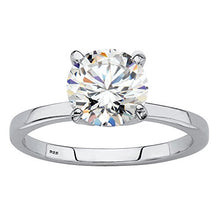 Load image into Gallery viewer, Platinum over Sterling Silver Round Simulated White Sapphire Solitaire Engagement Ring Size 7