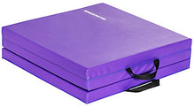 Load image into Gallery viewer, BalanceFrom 2" Thick Tri-Fold Folding Exercise Mat with Carrying Handles for MMA, Gymnastics and Home Gym Protective Flooring (Purple)