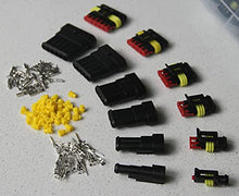 Load image into Gallery viewer, IEUYO 1/2/3/4/5/6 Pin Way Waterproof Electrical Connector kit 1.5mm Series Terminals Water Resistend Connectors Quick Locking Wire Harness Sockets 6sizes/12sets