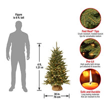 Load image into Gallery viewer, National Tree Company Pre-lit Artificial Mini Christmas Tree | Includes Small Lights and Cloth Bag Base | Great For Tabletop or Desk | Burlap - 4 ft