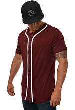 Load image into Gallery viewer, YoungLA Baseball Jersey Plain Shirts for Men Button Down Sports Tee Made w/Soft Cotton 304 Burgundy - X-Large