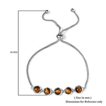 Load image into Gallery viewer, Karis Stainless Steel Tigers Eye Platinum Bolo Bracelet Fashion Jewelry for Women Adjustable