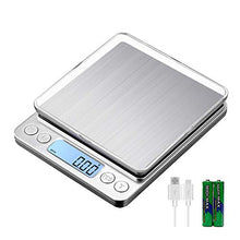 Load image into Gallery viewer, KUBEI Upgraded Large Range Small Kitchen Scale 1kg/0.01g, USB Charging Mini Food Electronic Scale, High Accuracy Cooking Scale, Pocket Scale with LCD Display