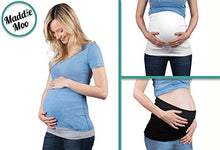 Load image into Gallery viewer, Maddie Moo Belly Band Seamless Maternity and Postpartum Shirt Extenders, Cotton, Large - Black, Heather Gray and White, Pack of 3