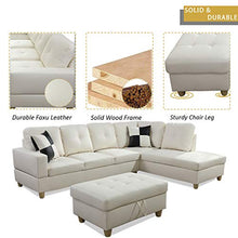 Load image into Gallery viewer, Ainehome Faux Leather 3 Piece Sectional Sofa Couch Set, L-Shaped Modern Sofa with Chaise Storage Ottoman and Pillows for Living Room Furniture, Right Hand Facing Sectional Sofa Set White