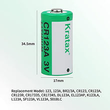 Load image into Gallery viewer, CR123A 3V Lithium Manganese Battery Kratax 12Pack Non-Rechargeable 3 Volt CR 123A Batteries 10Years Shelf Life, CE & RoHS Certified for Security and Medical Equipment, for Flashlights, Digital Cameras