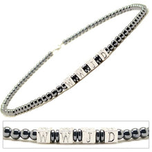 Load image into Gallery viewer, Accents Kingdom Men's Magnetic Hematite Round Beads Necklace WWJD, 20"