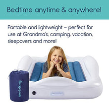 Load image into Gallery viewer, hiccapop Inflatable Toddler Travel Bed with Safety Bumpers | Portable Blow Up Mattress for Kids with Built in Bed Rail - Navy Blue