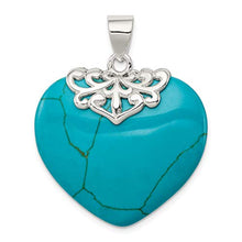 Load image into Gallery viewer, 925 Sterling Silver Blue Turquoise Heart Stone Pendant Charm Necklace Love Ful Fine Jewelry For Women Gifts For Her