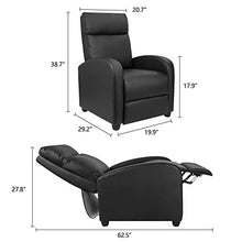 Load image into Gallery viewer, Furniwell Recliner Chair Massage Home Theater Seating Wing Back PU Leather Modern Single Living Room Reclining Sofa with Footrest (Black)