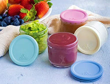 Load image into Gallery viewer, Elk and Friends 5oz Borosilicate Glass Baby Food Storage Jars with Silicone Lid | Available in 12 or 6 Set | Strong Glass | Storage Containers | Microwave, Oven & Dishwasher Safe | Infant and Babies