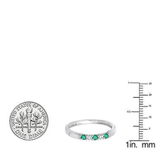 Load image into Gallery viewer, Dazzlingrock Collection 10K Round Emerald & Diamond 5 Stone Ladies Anniversary Wedding Band, White Gold, Size 7