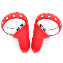 Load image into Gallery viewer, SINYUDUN Touch Controller Grip Cover & Knuckle Strap for Oculus Quest 2, Comfortable Touch Controller Grip Accessories and Adjustable PU Leather Wrist Strap (Red)