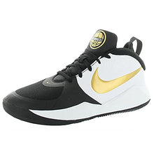 Load image into Gallery viewer, Nike Unisex-Kid's Team Hustle D 9 Grade School Basketball Shoe, Black/Metallic Gold-White, 4Y Youth US Big Kid