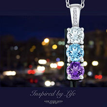 Load image into Gallery viewer, Gem Stone King 925 Sterling Silver Build Your Own Personalized Round 3 Birthstones with Diamond Fashion Pendant Necklace For Women with 18 Inch Silver Chain