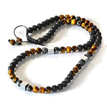 Load image into Gallery viewer, Long Beaded Necklace for Men Natural Stone Statement Jewelry Hematite Tigers Eye Labradorite Lava