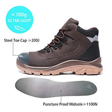 Load image into Gallery viewer, DRKA Men's Steel Toe Work Boots Water Resistant Safety Boots(18950-brn-42)