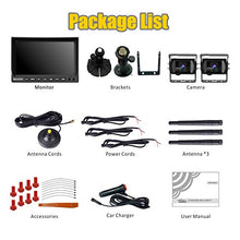 Load image into Gallery viewer, VECLESUS VMW7-2C 1080P Wireless Backup Camera Kit, 7” IPS HD Monitor & IP69K Waterproof High Speed Stable Transmission 2 Backup Cams for Trucks, RVs, Trailers, Bus, Harvester, Motorhome Large Vehicles