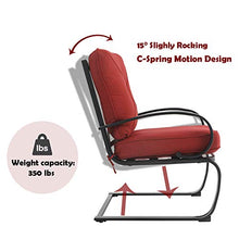 Load image into Gallery viewer, MFSTUDIO 7 Piece Outdoor Patio Dining Set 6 Spring Motion Cushion Chairs, 1 Rectangular Table with 1.57" Umbrella Hole Furniture Sets for Lawn Backyard Garden