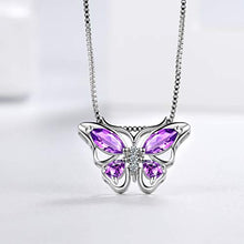 Load image into Gallery viewer, Aurora Tears 925 Sterling Silver Purple Butterfly Pendants Women Crystal Butterflies Jewelry Girls Cute Animal Necklace Dating Gift DP0013P