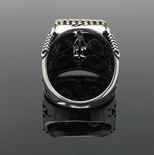 Load image into Gallery viewer, KAR 925K Stamped Sterling Silver Black Onyx Large Men's Ring I1O Gift for Him (12.25)