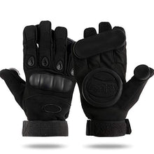 Load image into Gallery viewer, LOSENKA Skateboard Gloves with Sliders,Standard Longboard Downhill Slide Gloves Skate Gloves with 2 Set Slider Puck Set (Black)