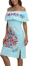 Load image into Gallery viewer, YZXDORWJ Women Mexican Embroidered Dress Ruffle Collar Sleeveless (S, 623BBL)
