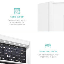 Load image into Gallery viewer, Best Choice Products Full Length Hanging Mirror Jewelry Armoire Cabinet, Makeup Storage Organizer, Wall Mounted, w/Interior Mirror, LED Lights, Lock, Cosmetics Tray, Brush Holders, 4 Shelves