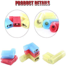 Load image into Gallery viewer, PONFY 120PCS Nylon Insulated Flag Spade Quick Disconnects Female Wire Connector 90 Degree Electrical Crimp Terminals Connector Assortment Set 22-18 16-14 12-10 Gauge