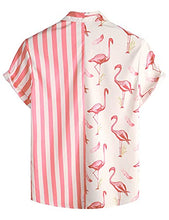 Load image into Gallery viewer, VATPAVE Mens Hawaiian Flamingo Shirts Casual Short Sleeve Button Down Shirt Summer Shirts X-Large Pink Flamingo Tropical