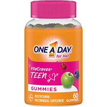 Load image into Gallery viewer, One A Day Teen for Her Multivitamin Gummies, Supplement with Vitamin A, Vitamin C, Vitamin D, Vitamin E and Zinc for Immune Health Support* & more, 60 Count