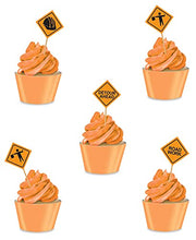 Load image into Gallery viewer, Beistle, 2 1/2-Inch, Orange/Black Construction Sign Food Picks