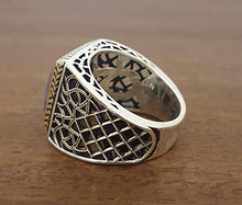 Load image into Gallery viewer, Beautiful Handcrafted 925K Sterling Silver Mens Ring With Amethyst Stone