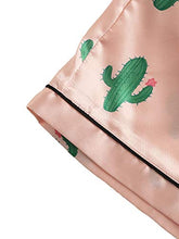 Load image into Gallery viewer, SweatyRocks Women's Short Sleeve Sleepwear Button Down Satin 2 Piece Pajama Set Pink Medium