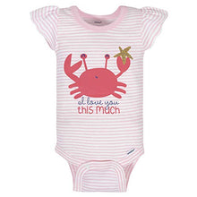 Load image into Gallery viewer, GERBER Baby Girls 4-Pack Short Sleeve Onesies Bodysuits, White Crab, 6-9 Months